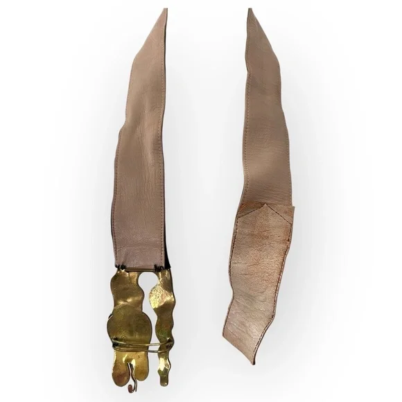 Vintage MCM Hubert Harmon Mayo Mexico Enamel Brass Brutalist Belt Buckle - Picture 5 of 11